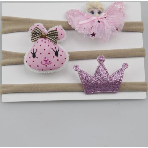 ON SALE 3pcs/set newborn headband skinny soft nylon headband cartoon crown Hair band girls hair Accessories