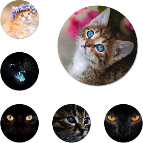 Cat kitty blue eyes cute Badge Brooch Pin Accessories For Clothes Backpack Decoration gift 58mm