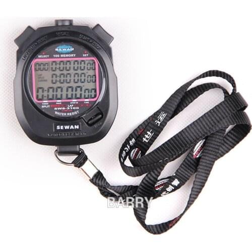 SEWEAN Stopwatch SW8-3100 Digital Chronograph 1/100 second Sports stop watch Counter timer 3 row 100 memories Lap split