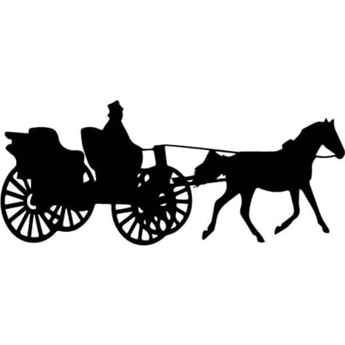 Ancient Carriage and Big Wheel Car Decals Car Window Decoration Personality Pvc Waterproof Decals Black/white, 16cm*7cm
