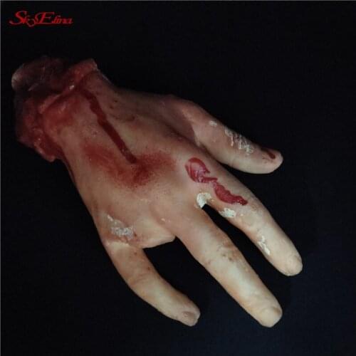 Scary Prop Horror Cut Off Bloody Arm Latex Stump Cut Hand Bone Halloween Gift Practical Joke Rubber Artificial Broken Hand 5z