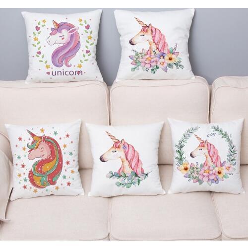 Super Soft Short Plush Square Pillow Cover Cartoon Unicorn Pegasus Print Cushion Covers Throw Pillow Case Home Decor Pillowcase