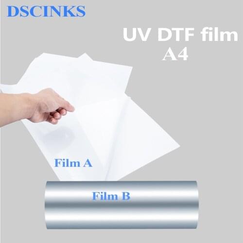UV DTF film 30PCS A4 ( film A + film B:31cm x 25M ) uv DTF Transfer film Stick to phone case metal glass UV Film DTF printer