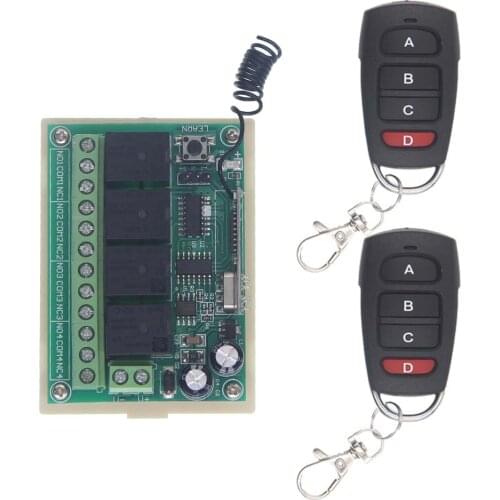 Smart Multiple DC 12V 10A 315/433 MHz 4CH 4 CH Wireless Relay RF Remote Control Switch Receiver+A B C D Transmitter