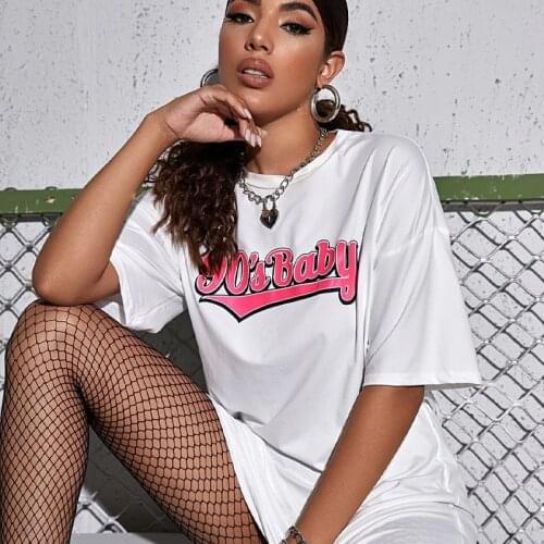 Women T-shirts Women Fashion Letter Graphic Tee Summer Streetwear Tops Oversized T Shirt Casual Short Sleeve Female Clothing