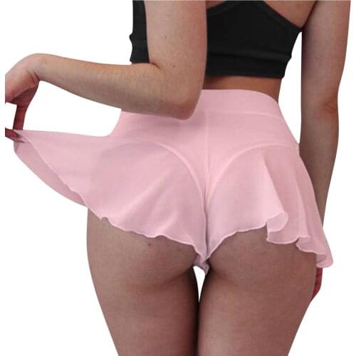Ladies Summer Dance Ruffle Shorts Sexy High Waist Pole Dance Ruffle Shorts Hot Pants Mini Skin-friendly Soft Tight Bikini Shorts