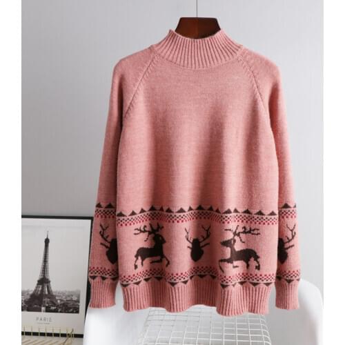 2020 Winter Sweater Women Knitted Pullover Long Sleeve Jumper Women Christmas