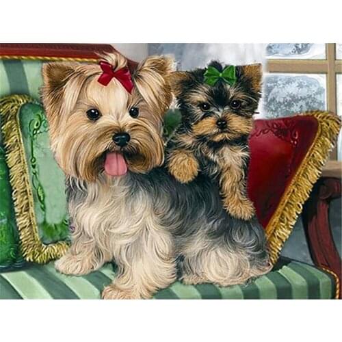 Animal Dog DIY 11CT Embroidery Cross Stitch Kits Craft Needlework Set Printed Canvas Cotton Thread Home Decoration Wholesale