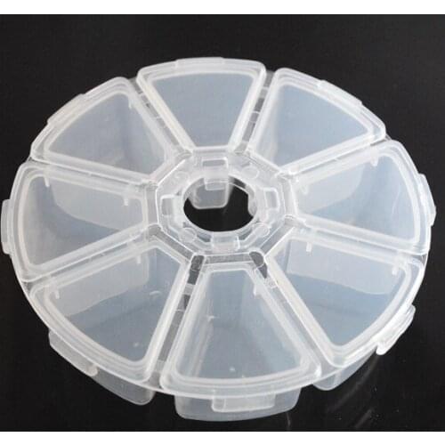 1Pcs 8 Slots Storage Box Case Organizer Display Jewelry Bead Makeup Clear Round Rangement Maquillage