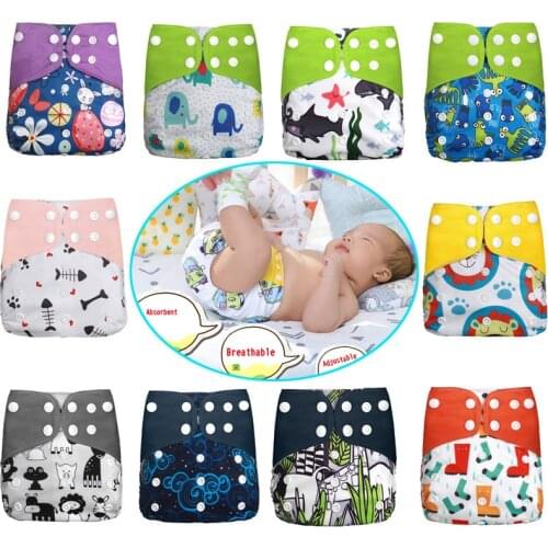2021 Eco-friendly Washable Baby Cloth Diapers Ecological Adjustable Nappy Reusable Diaper Fit 0-3 Years 3-36kg Baby Accessories