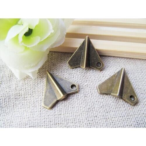 50pcs 19.00mmx17.00mm Antique Silver tone/Antique Bronze Paper Plane Pendant Charm/Finding,for Necklace,DIY Jewellry Accessory