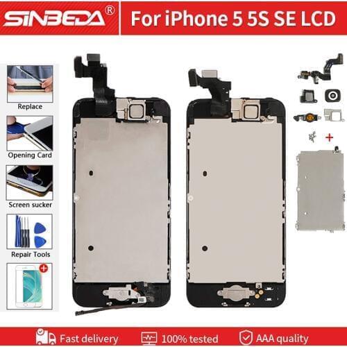 AAA Quality LCD For iPhone 5 5s se 5c LCD Display Touch Screen Digitizer With Button Front Camera For iPhone 5 Full Assembly LCD
