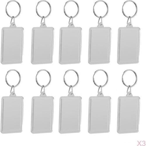 30PC Acrylic Rectangle Transparent Keychain Blank Photograph Picture Frame