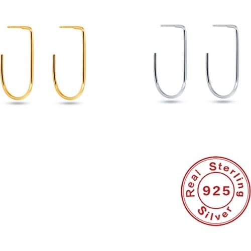 Canner Stud Earrings For Party 100% Real 925 Sterling Silver Piercing Irregular U-shape Earrings For Women 2021 Fashion Jewelry