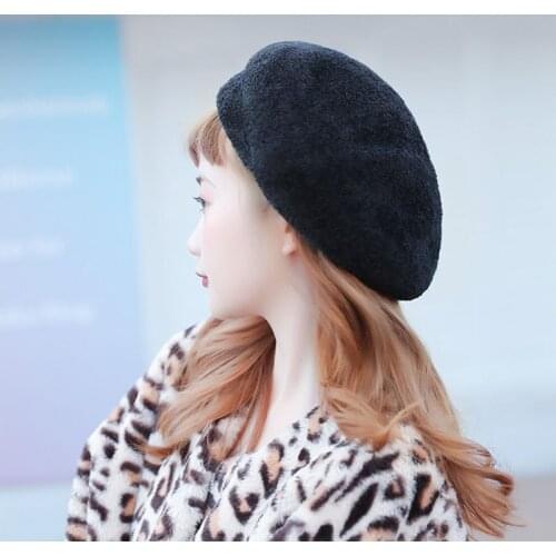 Women Girl Beret French Artist Warm Wool Winter Beanie Hat Cap Vintage Plain Beret Hats Solid Color Elegant Lady Winter Caps