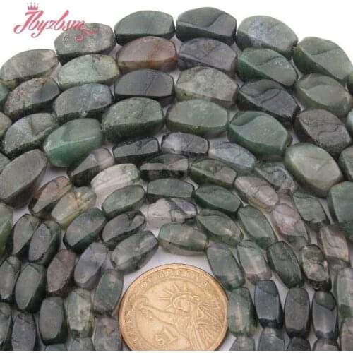 6x12,8x16mm Rectangle Bead Green Moss Aagtes Natural Stone Beads For DIY Necklace Bracelet Jewelry Making 15"