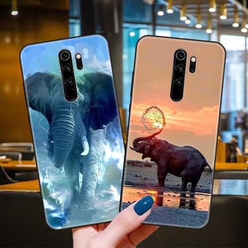 Phone Case For Xiaomi Redmi 7 7A 8 8A Note 8T 9 Pro 4 5 9S Black Cover Coque 3D Funda Silicone Bumper Animal Big Eared Elephant