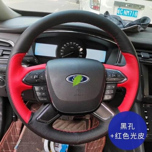 Steering wheel cover For Ford Mondeo Focus Escort Kuga Edge Taurus S-max Fiesta Explorer Escape Mustang Leather Auto Interior