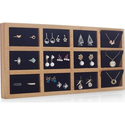 Wood Plate Jewelry Rack Counter Display Tray Earring Rack Jewelry Storage Box Ring Bague Choker Necklace Display Stand Holder