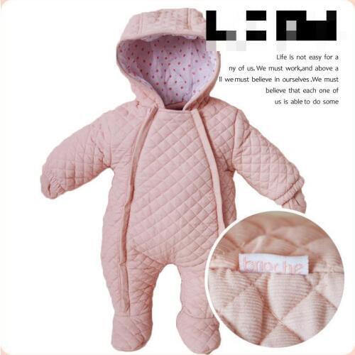 Infant Girls Snowsuit 2017 New Fashion Kids Thick Clothing Winter Boys Girls Fur Hooded Outerwear Toddler Costume Newborn Romper