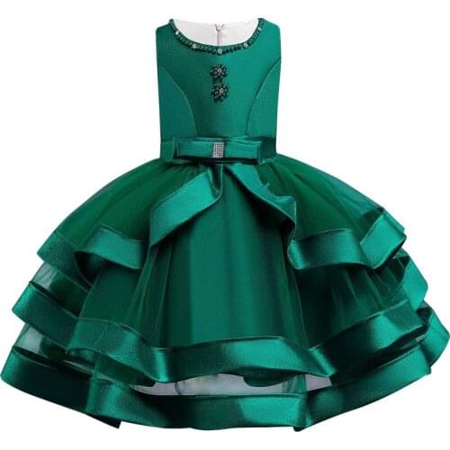 1-10 year childrens dress girls beaded sweet princess dress flower girl wedding fluffy dress children piano performance clothes