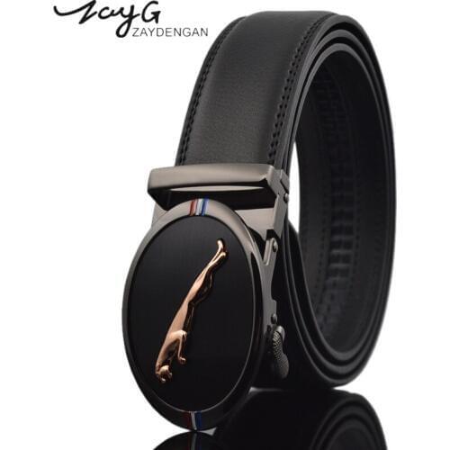 ZAYG Designer Mens Luxury Leopard Automatic Buckle Belt Unique Alloy Buckle Belt Black Luxury Fashion High Quality Business Belt