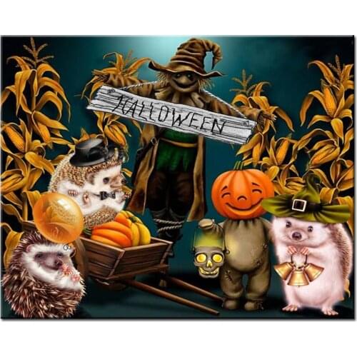 Halloween Hedgehog Full Square Round Drill 5D Diy Diamond Painting Animals Diamond Embroidery Icons Cross Stitch KitsZP-3194
