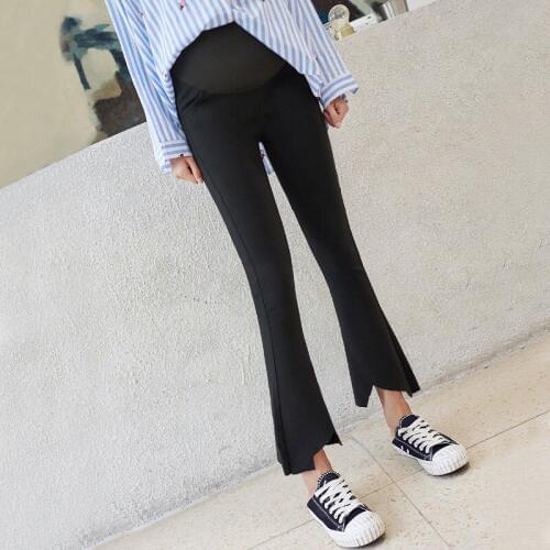 2019 cotton Slim fit Black trousers Wearing Thin section Spring and autumn clothes Wide leg pants Pregnant womens pants