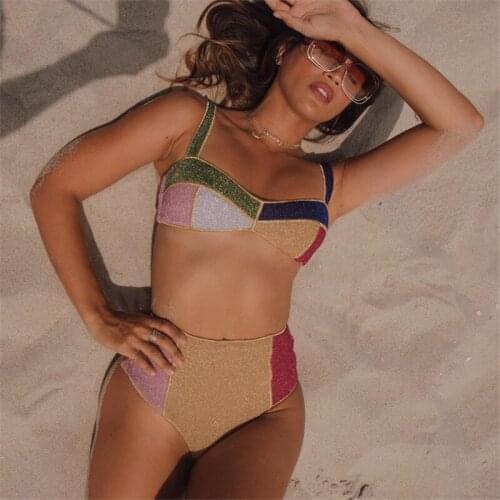 Women High Waist Bikini Set Low Cut Sleeveless Back Tie Up Bra Panties Swimming Suits For Women Summer Beach Wear