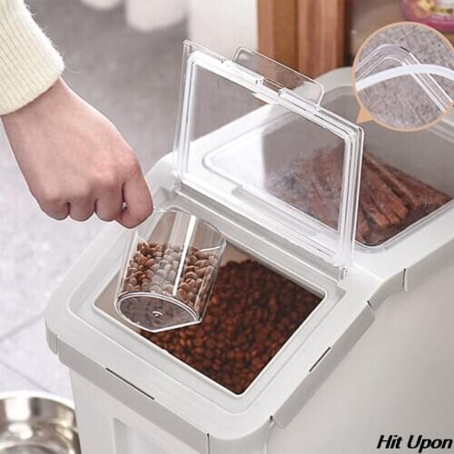 2021 Hot Pet Dog Food Storage Container Large Dry Cat Food Box Bag for Moisture Proof Seal With Measuring Cup Kitten Products