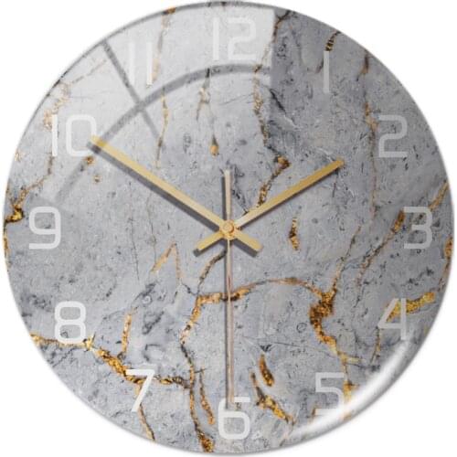 Round Marble Wall Clock Three-dimensional Clock Home Decorations For Living Room, Kitchen, Bedroom And Office