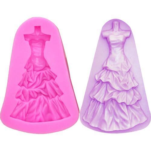 M0690 Beautiful wedding dress silicone mold fondant skirt cake decoration tools baking mold