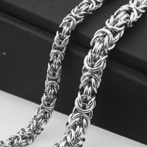 6/8/10MM Trendy Jewelry Stainless Steel Handmade Round Byzantine Chain Necklace Link Chain Mens Womens Necklace Or Bracelet7-40"