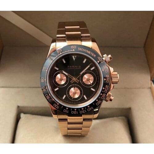 Sapphire Crystal 39mm PARNIS Japanese quartz movement mens watch Multi-function luminous quartz watches 5Bar pa120-P9