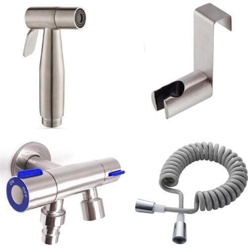 3M PU shower hose Bathroom Toilet Bidet Faucet Kit Stainless Steel Brushed Bidet Sprayer Set Mount On Tank Or Wall BD321