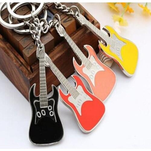 New Personality Enamel Guitar Keychain Metal Rock Music Key Ring Musical Instrument Key Chain Jewelry Gift For Women Men Girls