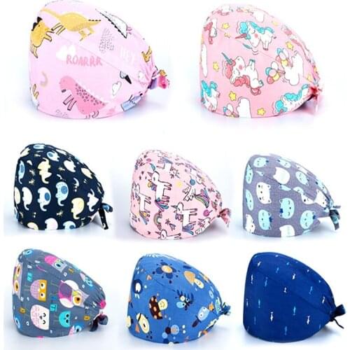 Wholesale Unisex Cotton Adjustable Pet Work Hats Dust Cap Nursing Cap Elastic Beauty Hats Beauty Salon Baotou Hat Pet Scrubs New