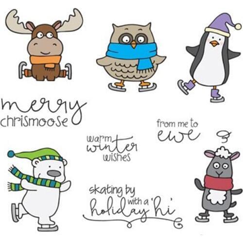 Penguin Elk Owl Ewe Transparent Clear Silicone Stamp/Seals for DIY Scrapbooking/Photo Album Craft Decorative Clear Stamp 4X6IN