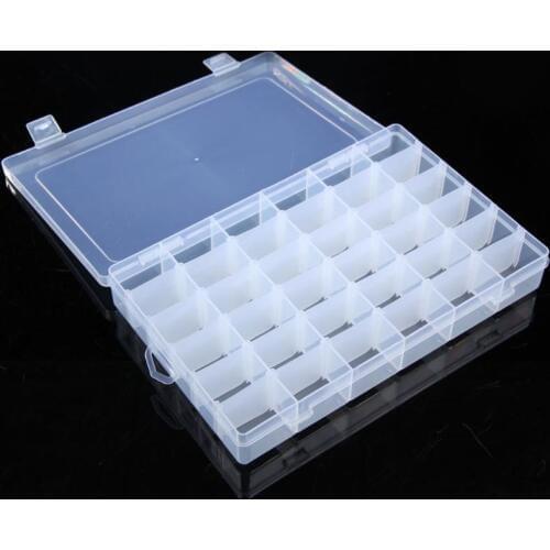 36 Grid Plastic Adjustable Jewelry Small Things Organizer Box Rings Earing Storage Boxes Container Plastic Organizer Boxes
