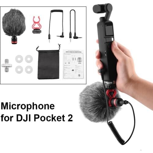 Wired Condenser Microphone for DJI Pocket 2 Do-It-All Handle Live Vlog Video Recording Windproof Mic Gimbal Camera Accessories