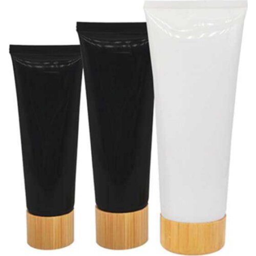 Empty 150ml soft cream cosmetic tube 5 oz cosmetic white cream tube with natural bamboo screw cap 150G squeeze tube wooden lids