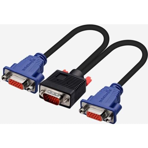 ONE PC to TWO MONITORS CONNECTOR SPLITTER VGA SVGA SPLITTER DISPLAYING 2 MONITOR