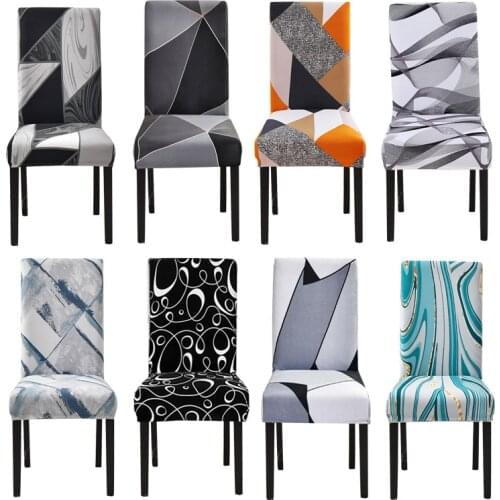 Lattice Dining Chair Cover Spandex Floral Printed Seat Protector Slipcover for Hotel Banquet Wedding housse de chaise 1/2/4/6pcs