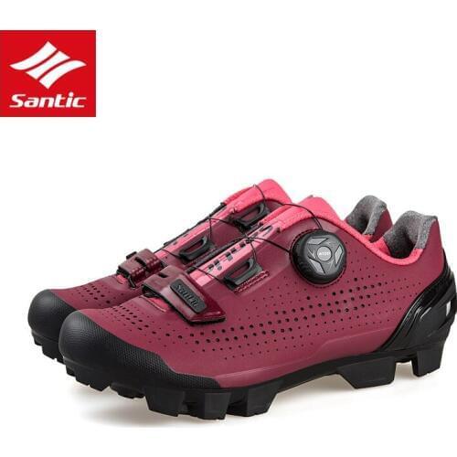 Santic NEW Women Cycling Shoes Nylon Sole Mountain Bike Shoes Lady Sneakers Athletic Racing MTB Bicycle Shoes for Female Riding