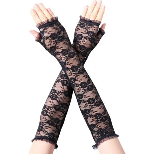 Mesh Ice Sleeves Elegant Lace Thin Ladies Summer Long Sleeve Riding Lace Gloves Fashion Sun Protection Sleeves