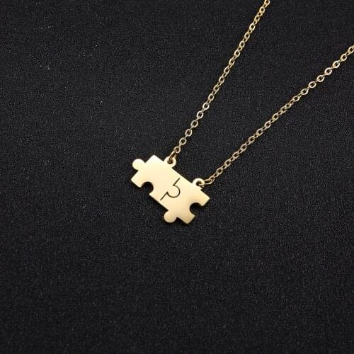 Teamer Stainless Steel Double Puzzle Pendant Necklace Women Statement Necklace Korea Style Elegant Jewelry Friend Couple Gifts