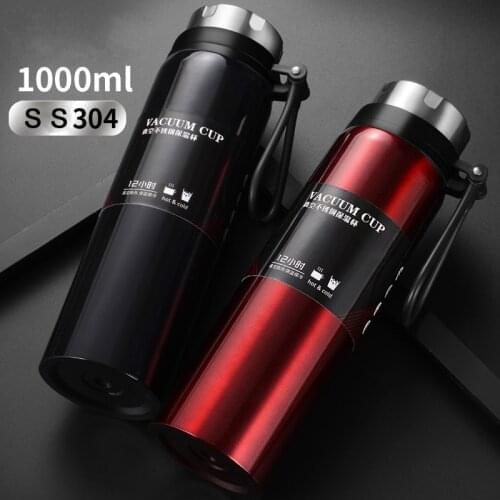1000ml Large Capactiry Double Wall Stainless Steel Portable Vacuum Thermal Flask Outdoor Sports Water Kettles Drinking Bottle