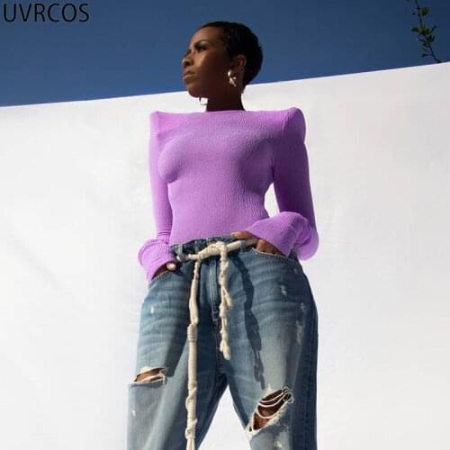 UVRCOS Knitting Vintage Long Sleeve Shirt One Direction Hot Cyber Y2K Tops Crew Neck 2021 Fashion Stitch Fall Clothes For Womens