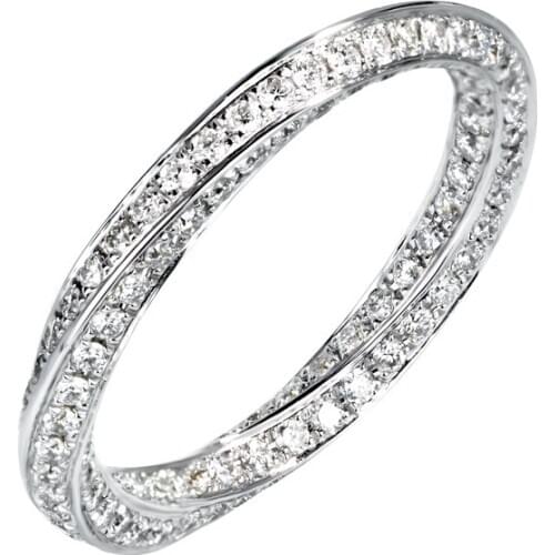 Eternity Mobius Band ring Luxury Full diamond Stone 925 Sterling silver Wedding Rings for Women Engagement jewelry gift