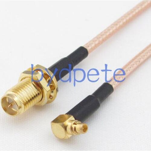 1Pcs RG316 RF pigtail RP*SMA RP-SMA Female Plug Bulkhead to MMCX Male Right Angle Cable 4inch~10FT